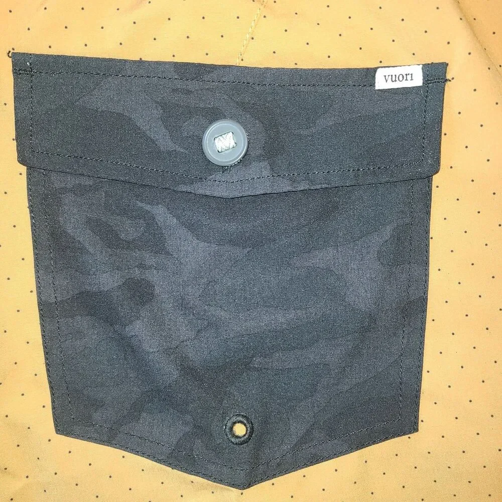 Vuori Cruise Boardshorts Mens 36 Gold Black Micro Dot Stretch Swim Trunks Surf